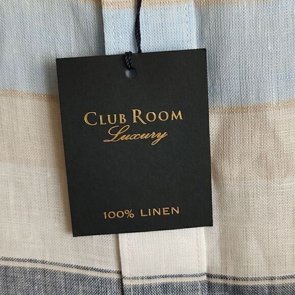 CLUB Room Luxury Men's Horizontal Striped 100% Linen Short-Sleeve Shirt Size XXL - Picture 6 of 11